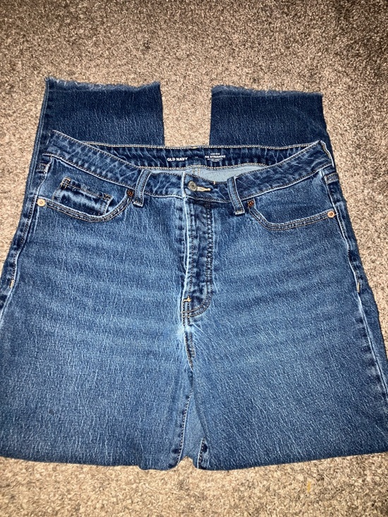 Old Navy Denim - Old Navy Women's High-Rise Cropped Button Fly Jeans - Dark Blue Wash 12